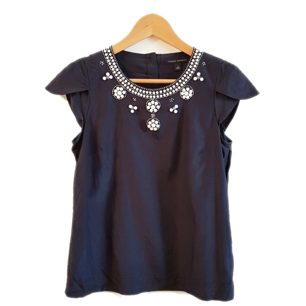 Banana Republic Silk/Cotton top w/ embellishments - Picture 1 of 5